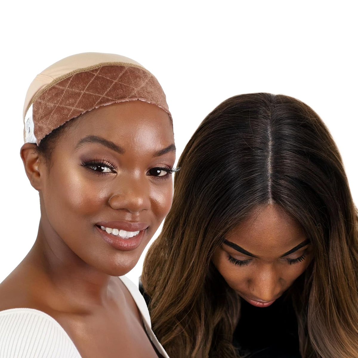 Milano Collection GripCap for Women, 2 in 1 Wig Cap with Grip Band Plus Wig Cap for Lace Frontals, Fully Adjustable, Comfortable, and Breathable