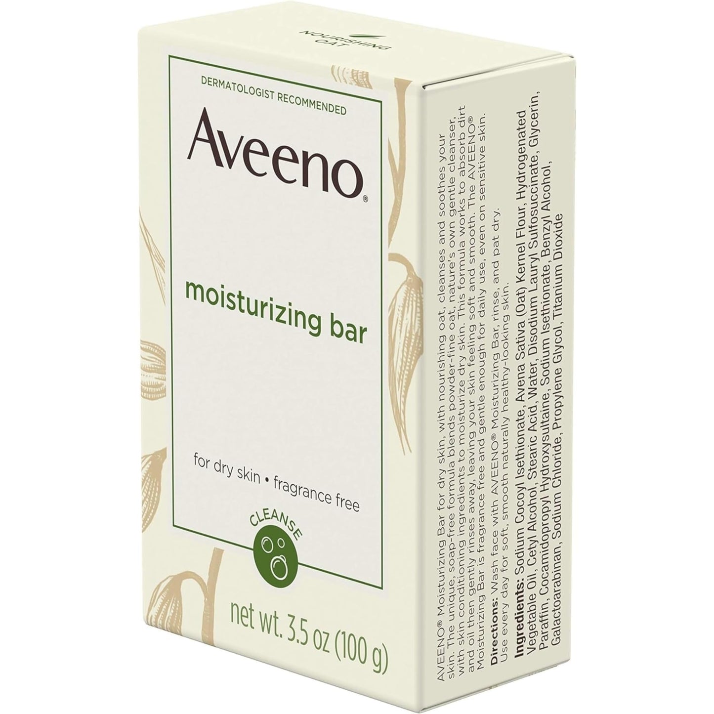 Aveeno Gentle Moisturizing Bar Facial Cleanser with Nourishing Oat for Dry Skin, Fragrance-free, Dye-Free, & Soap-Free, 3.5 oz (Pack of 4) Beauty & Personal Care Aveeno