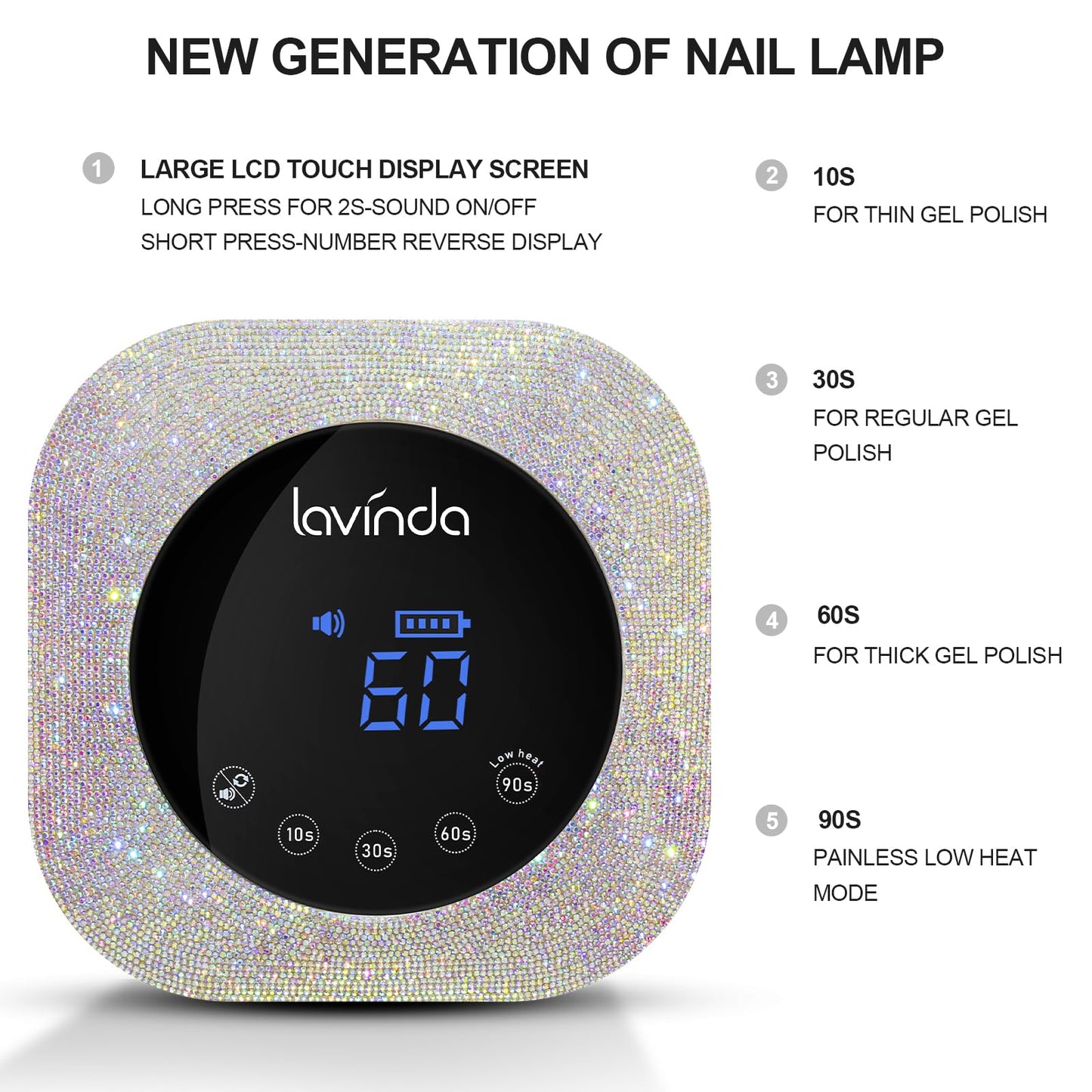 Lavinda UV LED Nail Lamp 54W – Rechargeable Cordless Gel Nail Dryer with 4 Timers, Auto Sensor & Display, Quick Dry for Salon & Home Beauty & Personal Care Lavinda