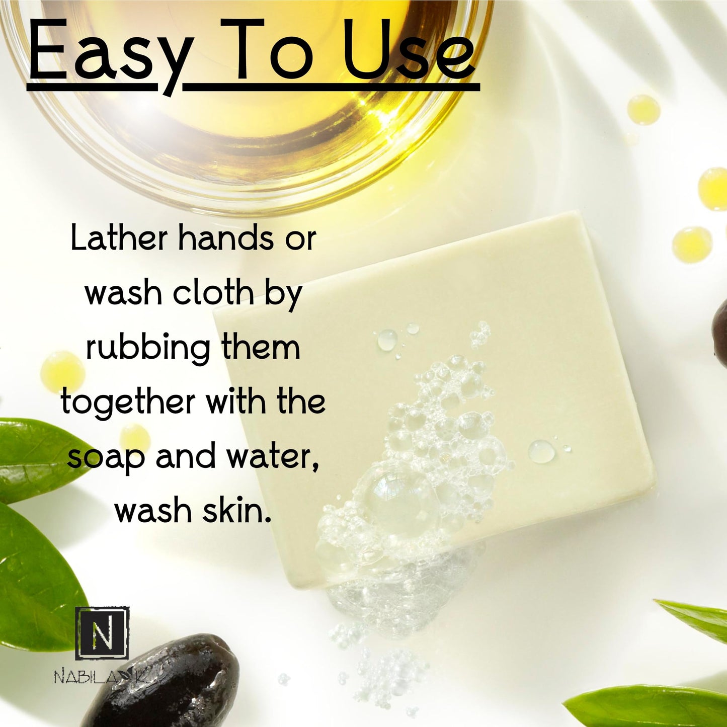 Nabila K Olive Harvest Glycerin Bar Soap | Fresh Olive Scent | Natural, Vegan, Hypoallergenic | 100% Vegetable Glycerin, Sulfate-Free, Paraben-Free | Beauty & Personal Care Nabila K