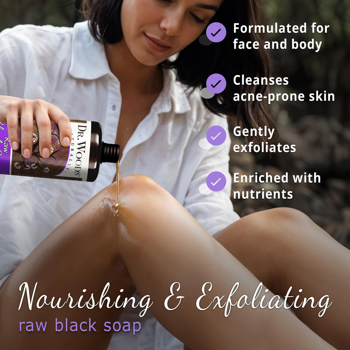 Dr. Woods Raw African Liquid Black Soap - Body Wash for Men and Women, Contains Organic Shea Butter, Gentle Exfoliant, Natural Cleanser for Face Beauty & Personal Care Dr. Woods