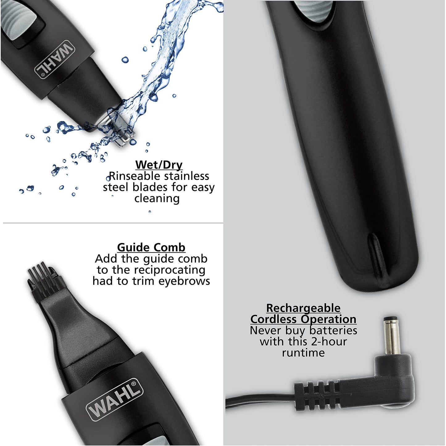 Wahl Groomsman Rechargeable Precision Trimmer for Hygienic Grooming with Rinsable, Interchangeable Heads for Eyebrows, Neckline, Nose, Ears, & Other Beauty and Personal Care Wahl