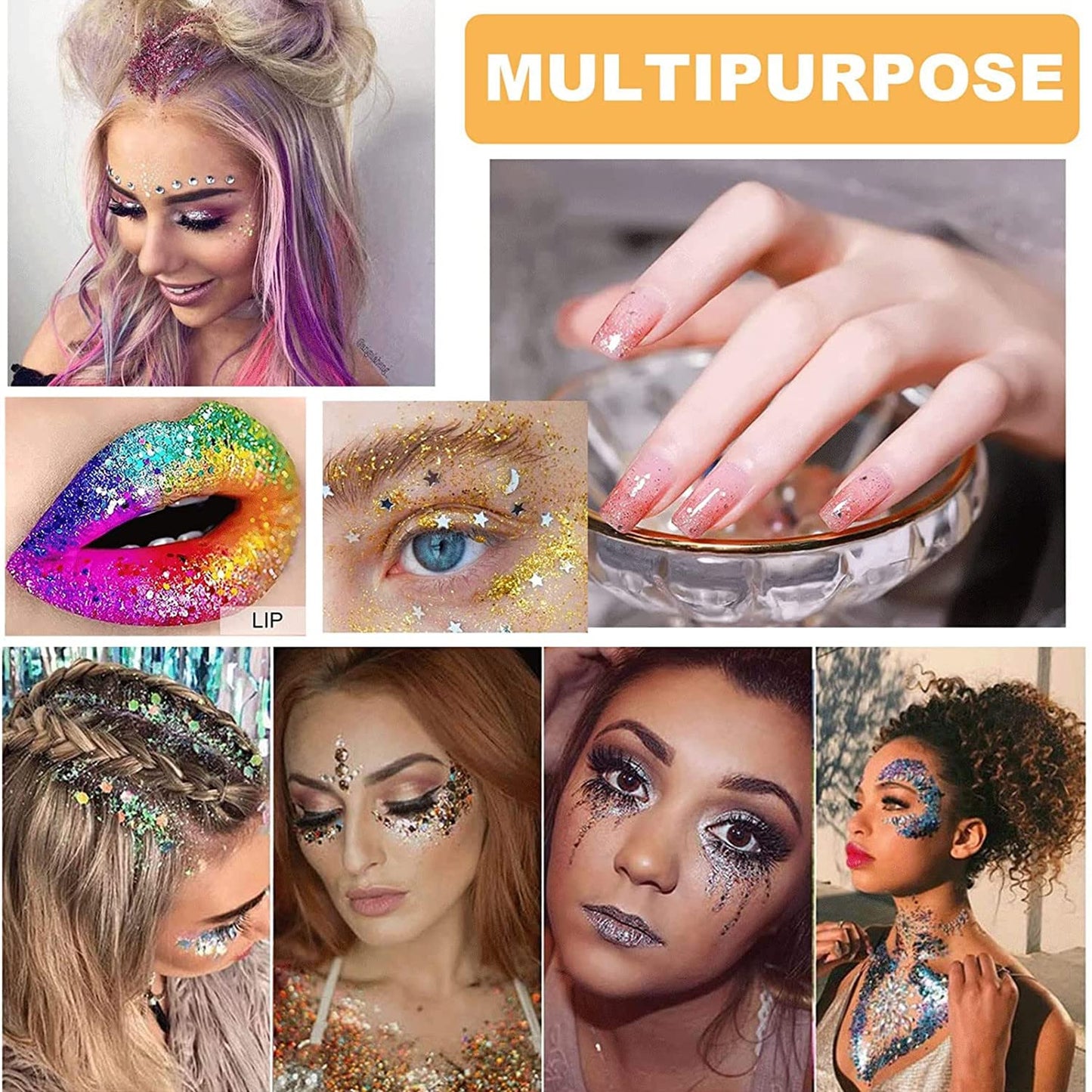 MAEPEOR Chunky Face Body Glitter Gel 19 Colors Mermaid Sequins Holographic Body Glitter Gel Long-Lasting Festival Makeup Glitter Paint for Face Body Beauty & Personal Care MAEPEOR