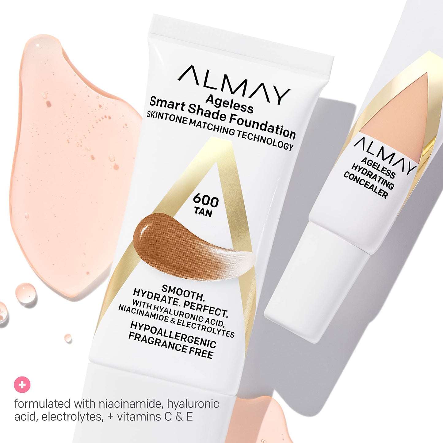 Almay Anti-Aging Concealer, Face Makeup with Hyaluronic Acid, Niacinamide, Vitamin C & E, Hypoallergenic-Fragrance Free, 050 Deep, 0.37 Fl Oz (Pack Beauty & Personal Care Almay