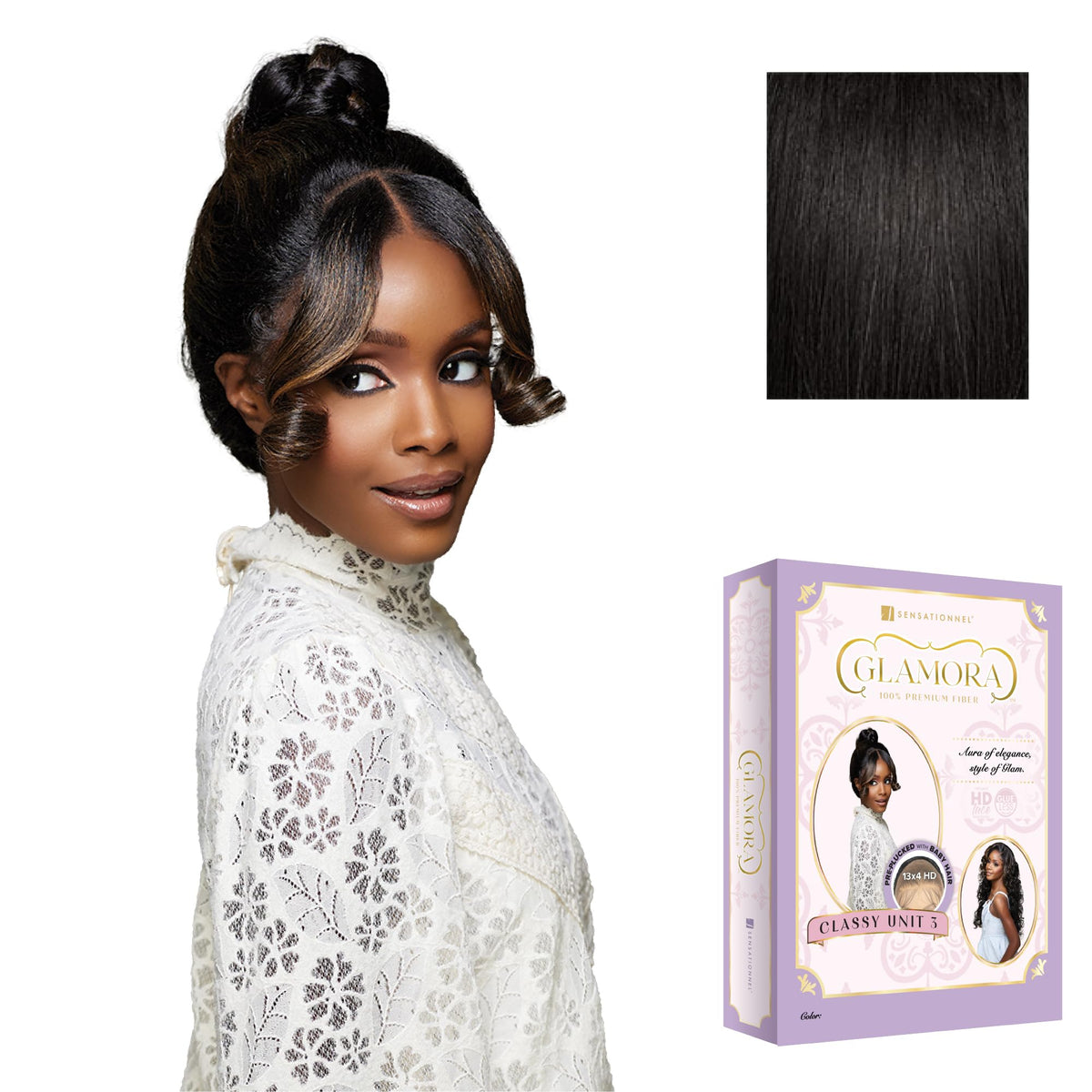 Sensationnel Glamora Lace Front Wig-Classy Unit 3, 1B OFFBLACK