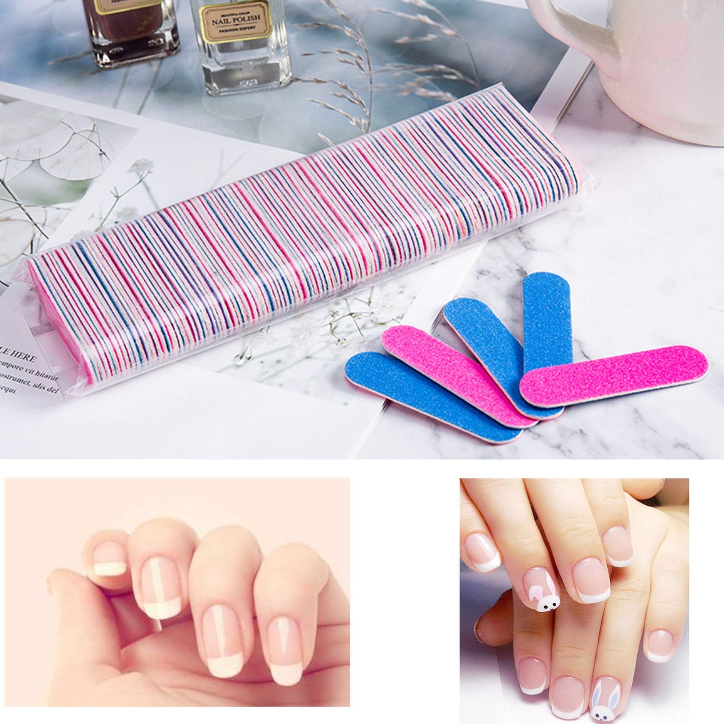 Transun Moo Mini Nail Files Bulk, 100 Pack 2 Inches Disposable Double Sided Emery Boards Manicure Pedicure Tools(1002) Beauty & Personal Care Transun Moo