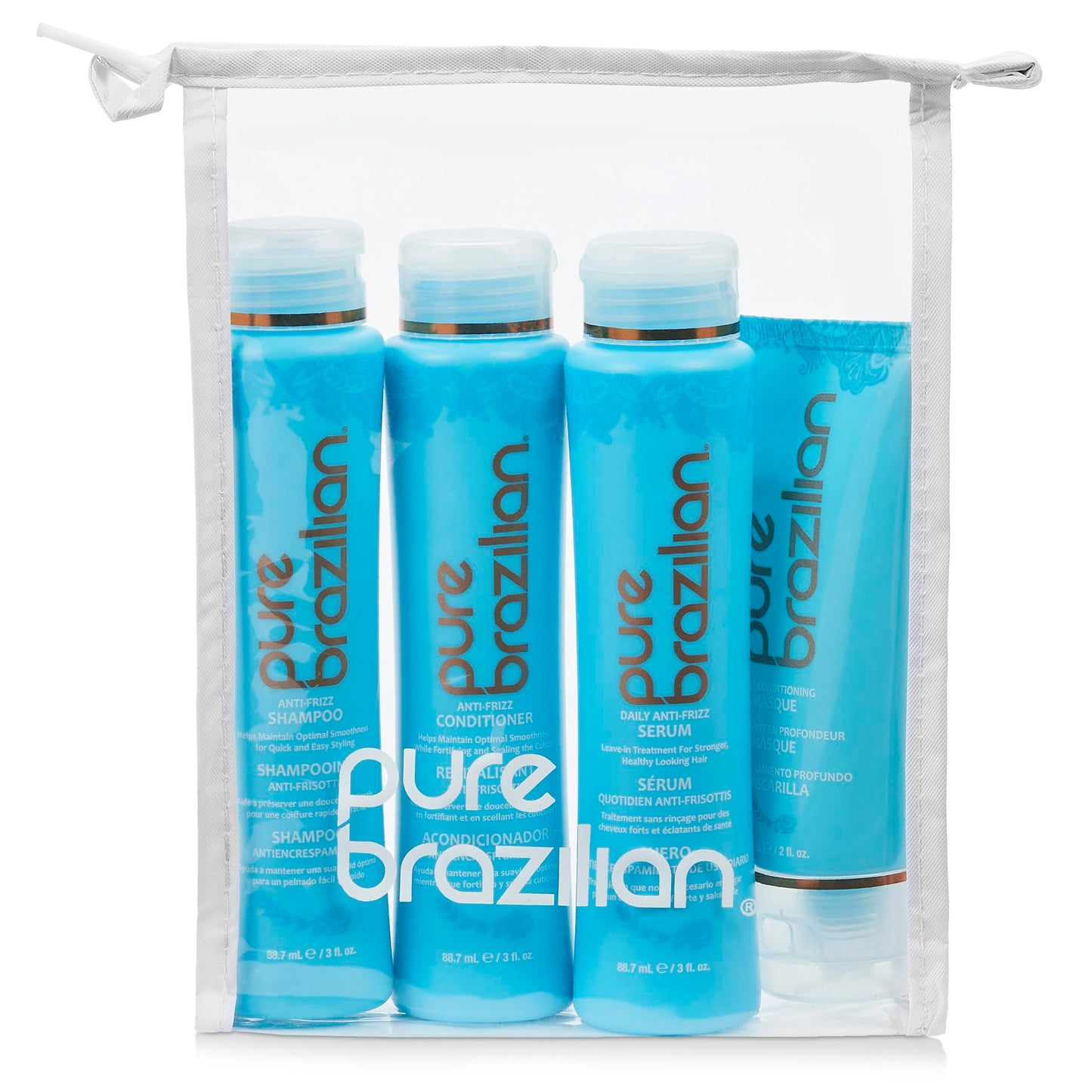 Pure Brazilian 4-Piece Essential Travel Size Kit: Anti-Frizz Shampoo, Conditioner, Serum & Masque Beauty & Personal Care Pure Brazilian