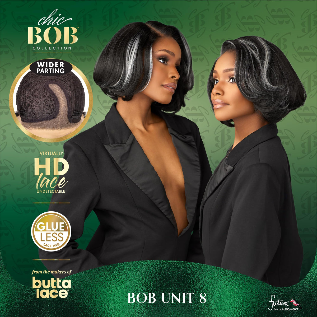 Sensationnel Chicbob Lace Frontwig-Bob Unit 8, 1B OFFBLACK