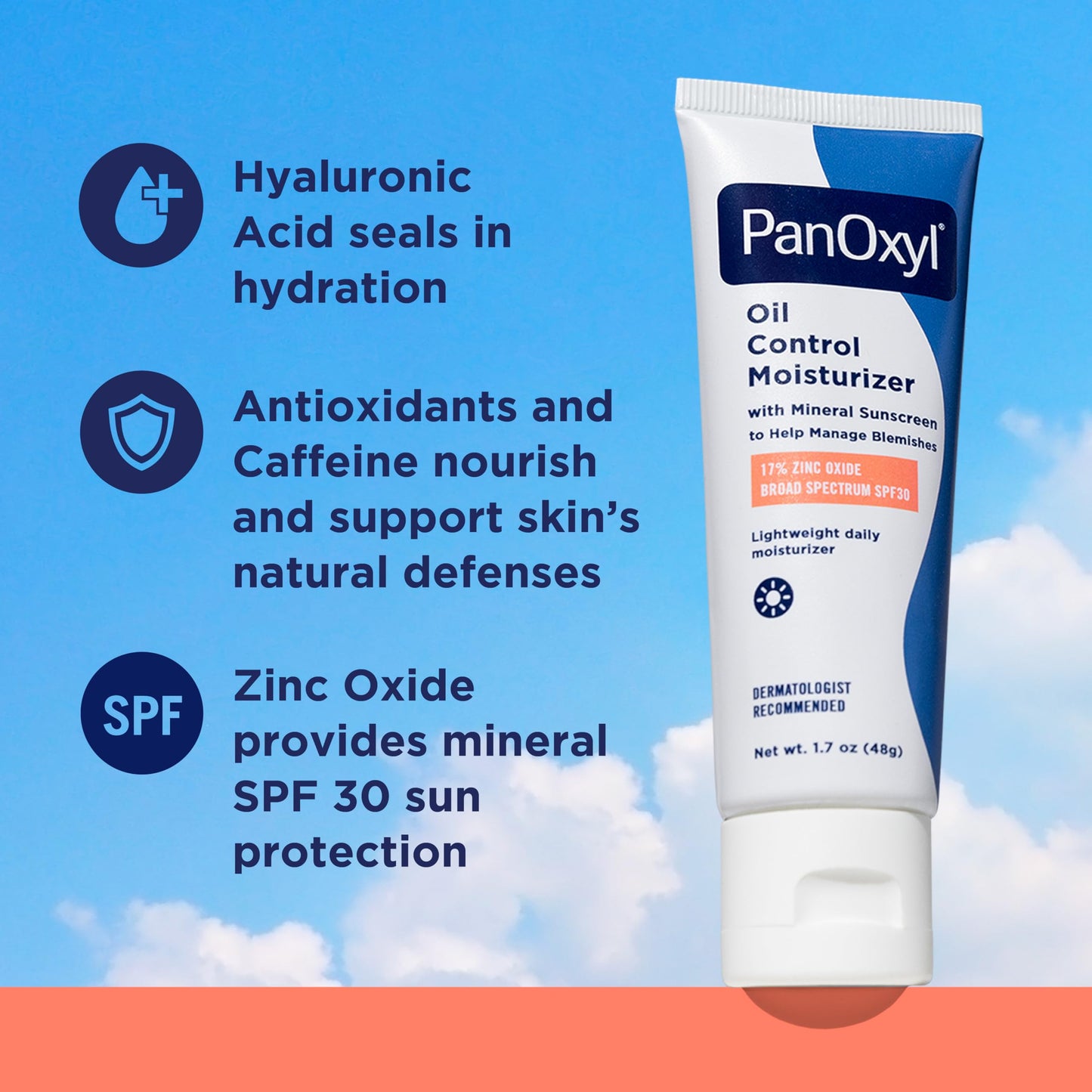 PanOxyl AM Oil Control Moisturizer, NEW Sheer Formula, Absorbs Excess Oil and Reduces Shine, with Mineral Sunscreen for Acne Prone and Oily Skin - SPF Beauty & Personal Care PanOxyl