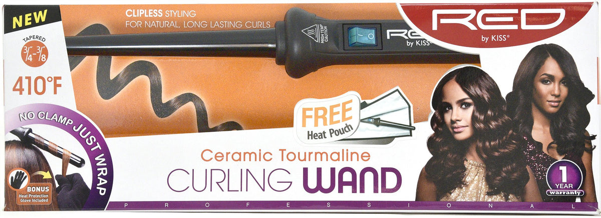 RED Pro Tapered Curling Wand 3/4" to 3/8" - Ceramic Tourmaline Barrel for Tight Spiral Curls, Defined Ringlets & Long-Lasting Styles