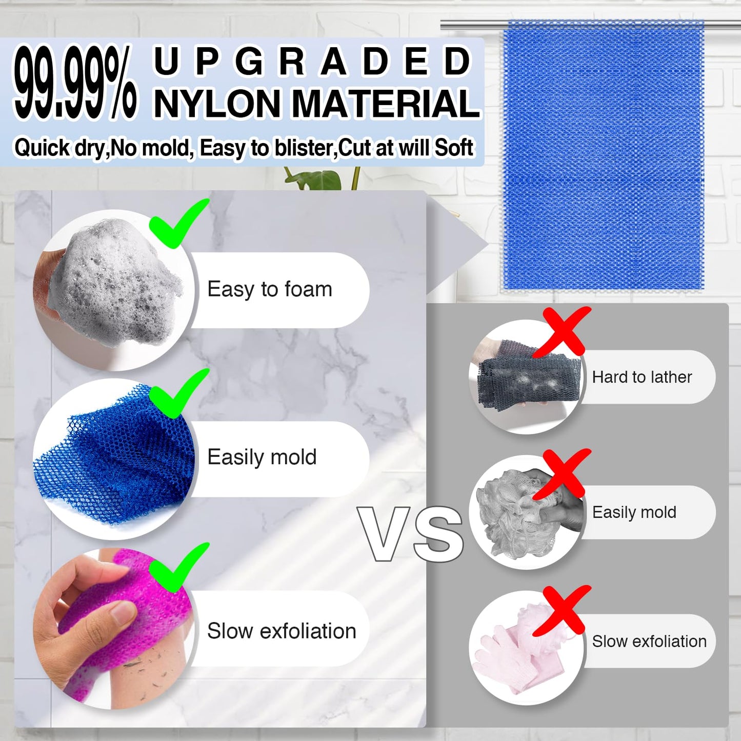 SpiralScgv 4 Pieces African Net Sponge for Deep Exfoliation - African Net Sponge Authentic, Exfoliating Washcloth, Quick-Drying African Net for Smooth Beauty and Personal Care SpiralScgv