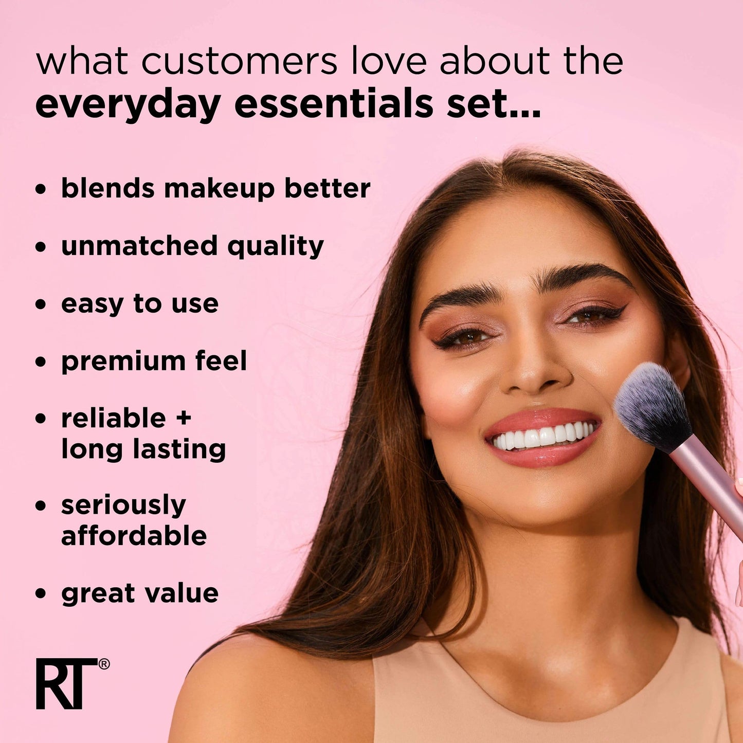 Real Techniques 5 Piece Everyday Essentials Makeup Brush Set, Includes 4 Brushes & Makeup Sponge, For Foundation, Blush, Bronzer, Contour, Eyeshadow Beauty & Personal Care Real Techniques
