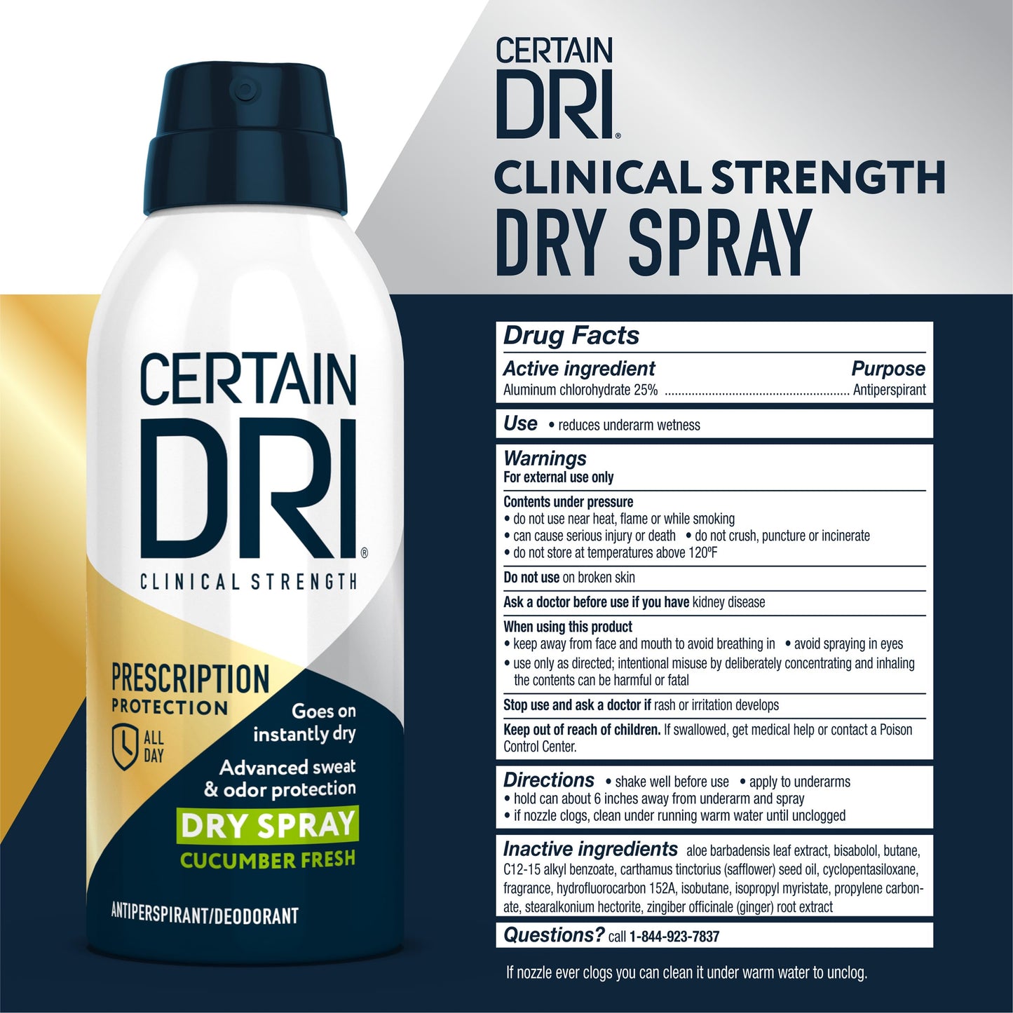 Certain Dri Prescription-Strength Clinical Antiperspirant Dry Spray - 72-Hr Sweat & Odor Protection for Excessive Sweating & Hyperhidrosis - Cucumber Beauty and Personal Care Certain Dri