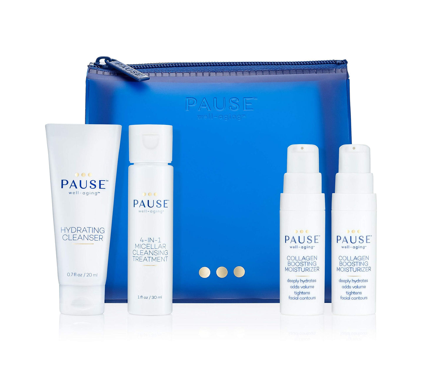 Pause Well-Aging Discovery Kit 0.7oz Hydrating Cleanser, 1oz 4-in-1 Micellar Cleansing Treatment, 2 x 0.17oz Collagen Boosting Mois Unisex 4 Pc Beauty & Personal Care Pause