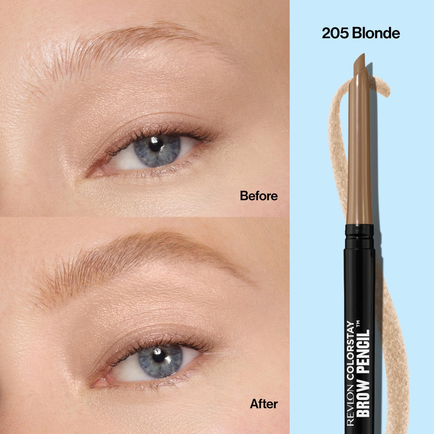 Revlon ColorStay Eyebrow Pencil with Spoolie Brush, Waterproof, Hair-Like Strokes, Stocking Stuffer for Her, 205 Blonde, 0.021 oz Beauty & Personal Care REVLON