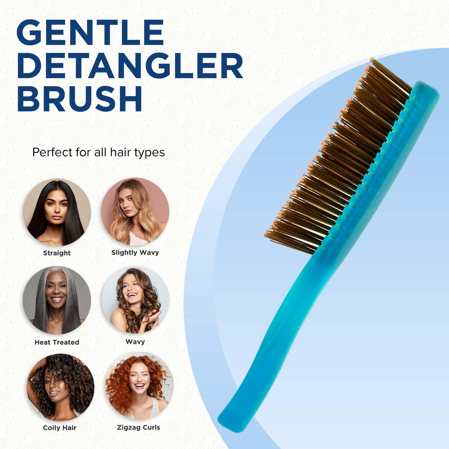 Giorgio GION2B Neon Blue 6.25 inch Gentle Touch Detangler Hair Brush for Men Women and Kids. Soft Bristles for Sensitive Scalp. Wet & Dry for all Hair Beauty & Personal Care GIORGIO
