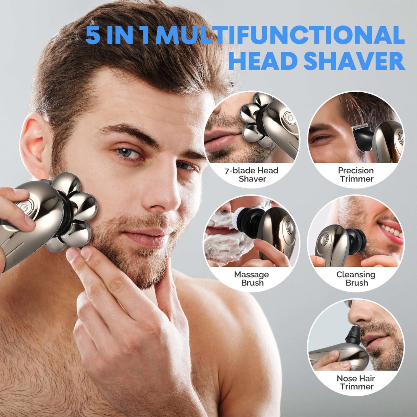 Beaupretty Beard Kit for Men Electric Shaver Razor Face and Head Trimmer Hair Removal Machine Nose Hair Trimmer Portable Rustproof Stainless Steel Beauty and Personal Care Beaupretty