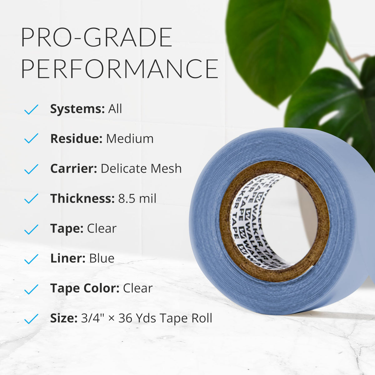 Walker Tape Lace Front Support Tape Roll 3/4" x 36 Yards, Double Sided Wig Tape for Lace Systems, Toupees, and Tape in Human Hair Extensions