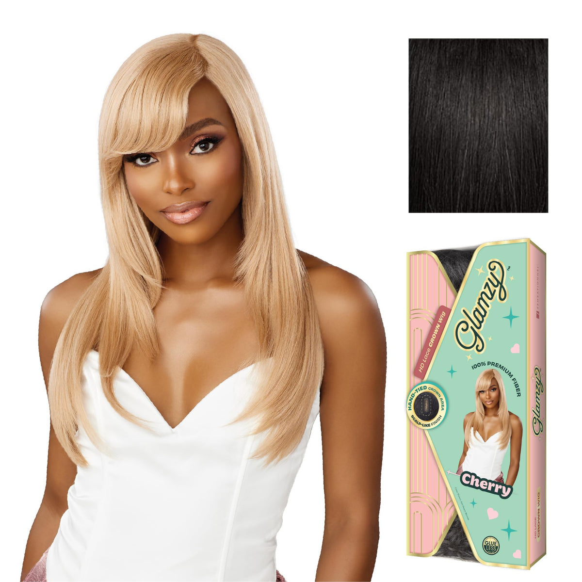 Sensationnel Glamzy Lace Crown Wig-Cherry, 1B OFFBLACK