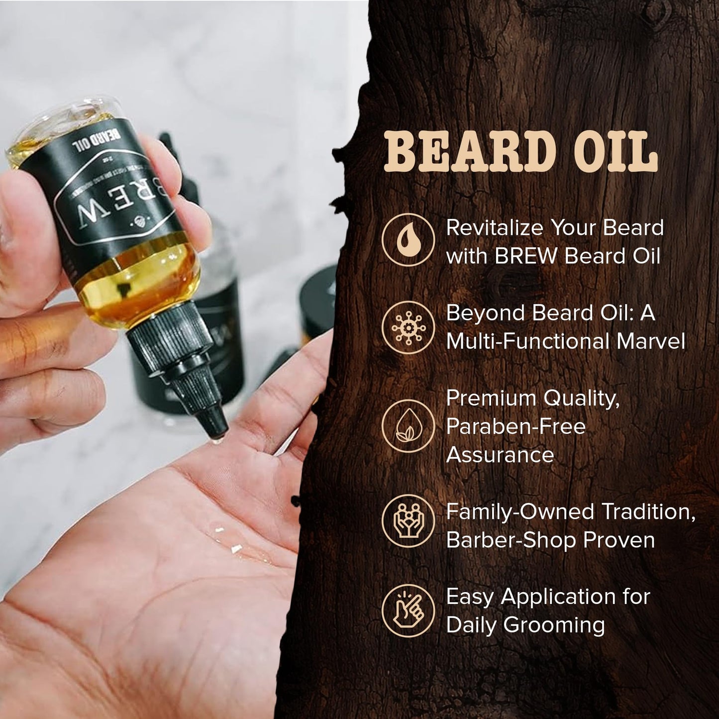 Brew Grooming Beard Oil For Men - 2 oz - Natural Scent Formula Oils for Beard - Revitalize, Nourishing, Softening Beard Oil, Paraben Free - For All Beauty and Personal Care Brew Grooming