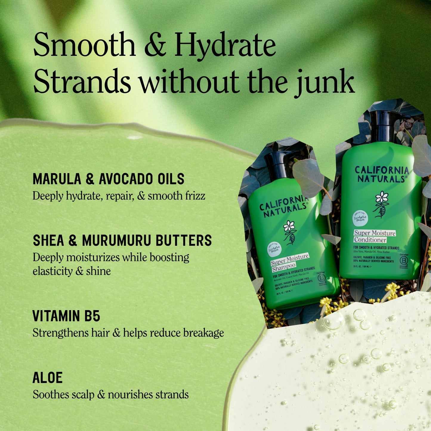 California Naturals Eucalyptus Breeze Super Moisture Shampoo and Conditioner Set for Dry Damaged Hair, Hydrating, Scalp & Hair Care, Natural, Vegan Beauty & Personal Care California Naturals