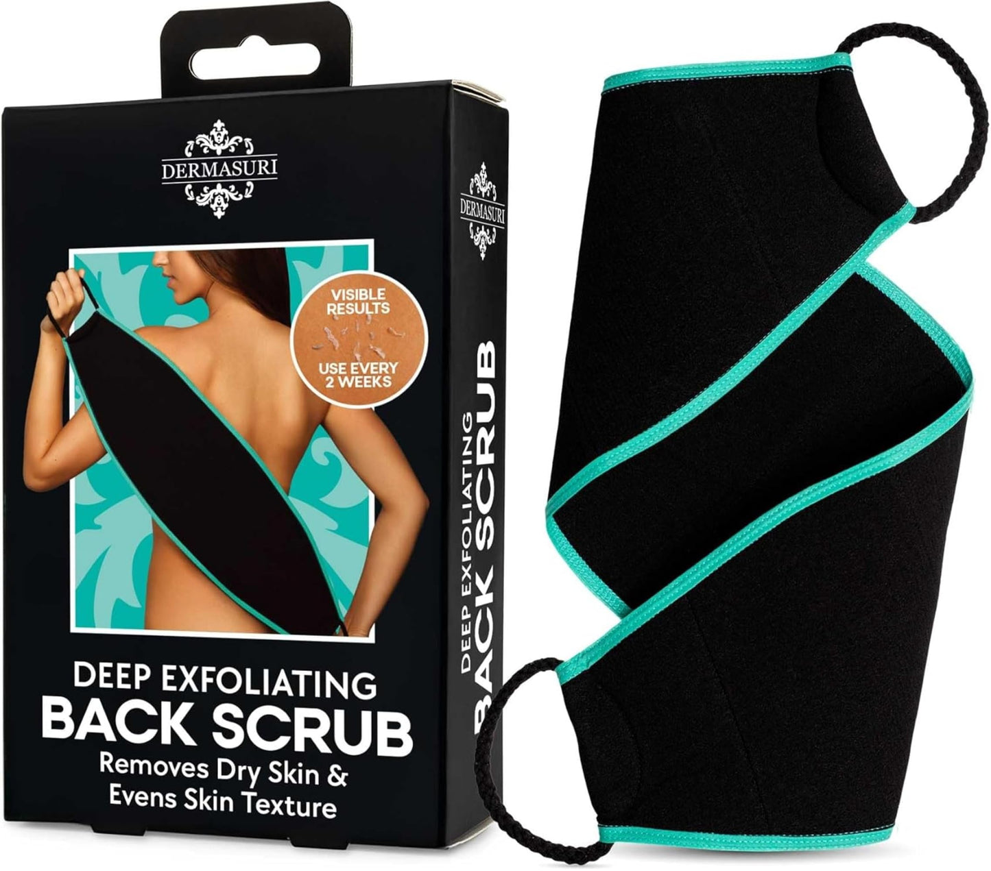 Dermasuri - Deep Exfoliating Back Scrubber - Bath & Shower Back Scrub - Body Exfoliator Scraper Tool - Deep Exfoliation Body Cleaner for Shower - 27" Beauty & Personal Care MarvelsAura