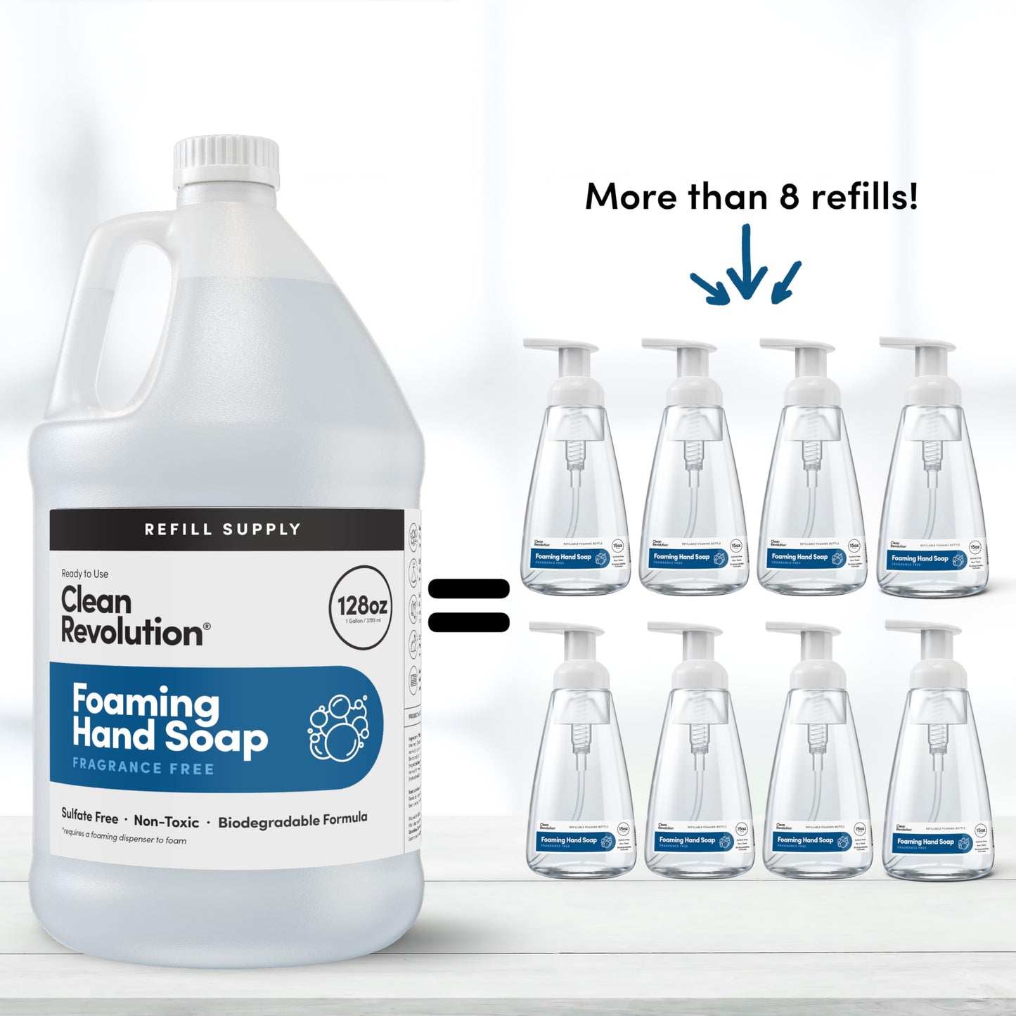 Clean Revolution Foaming Hand Soap Refill Supply, Gentle, Moisturizing & Eco-Friendly, Ready to Use Formula, Gluten Free, Unscented, Fragrance Free Beauty & Personal Care Clean Revolution