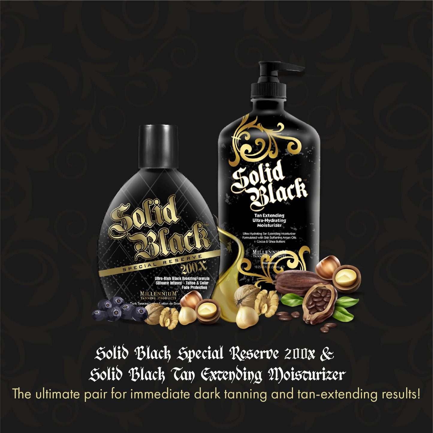 Millennium Tanning Solid Black 200X Tanning Lotion & Tan Extender Lotion, 13.50 & 18.25 Fluid Ounces Beauty & Personal Care Millennium Tanning