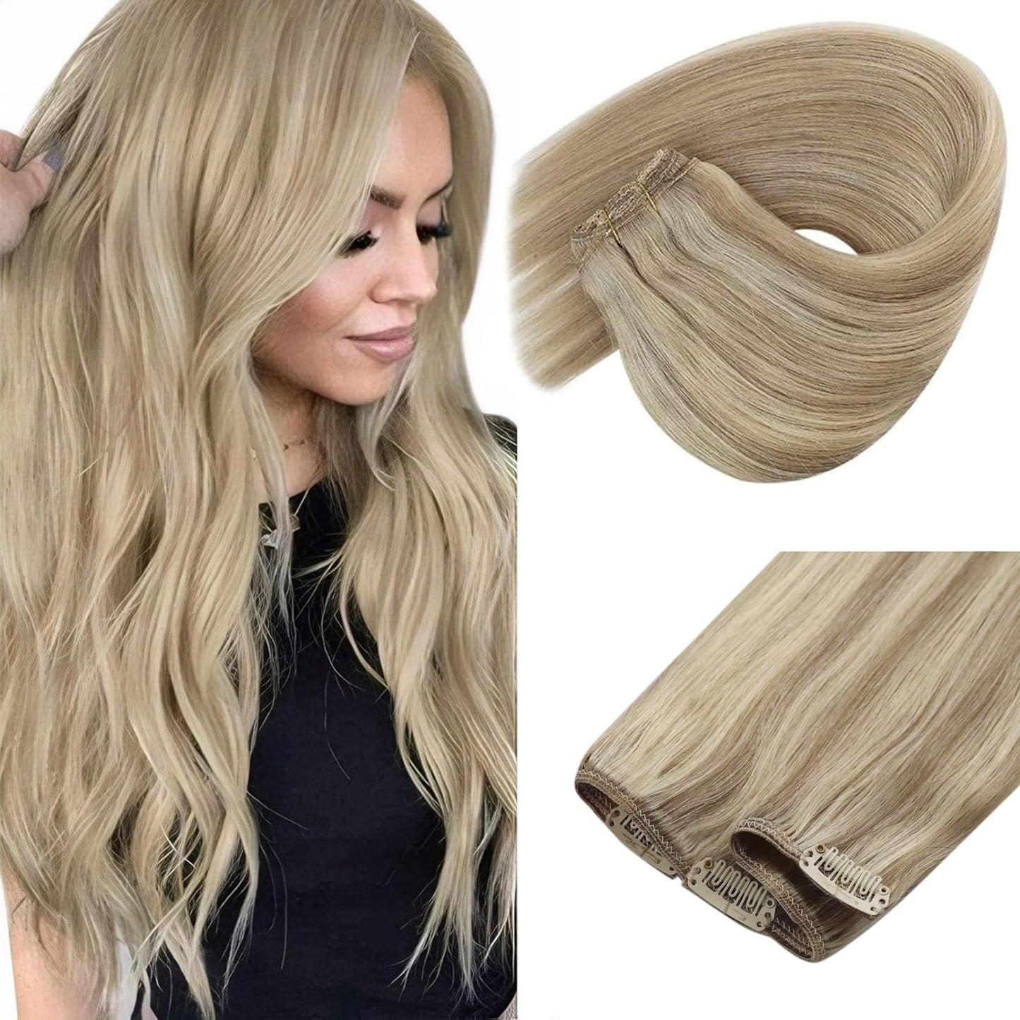 Sunny Hair Clip in Hair Extensions Real Human Hair Double Weft Remy Hair Clip in Extensions Human Hair for Women Full Head Multiple Brown 12 inch Beauty and Personal Care Sunny Hair Default Title