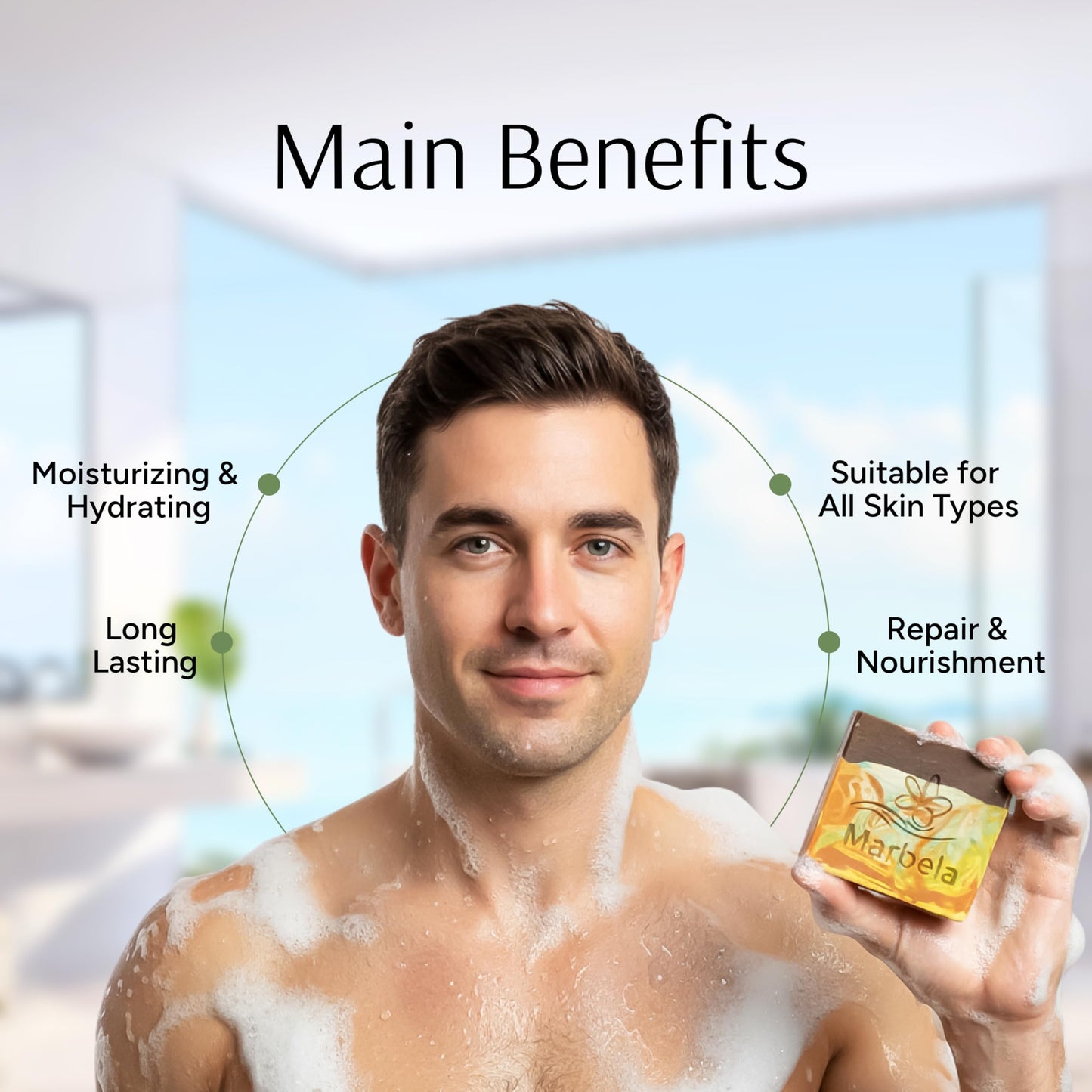 Marbela Cosmetics Handmade Soap Bar - Made in USA, Vegan Friendly, Palm Oil Free, Natural Bar Soap - Gentle Face & Body Soap for Daily Skin Care Beauty & Personal Care Marbela