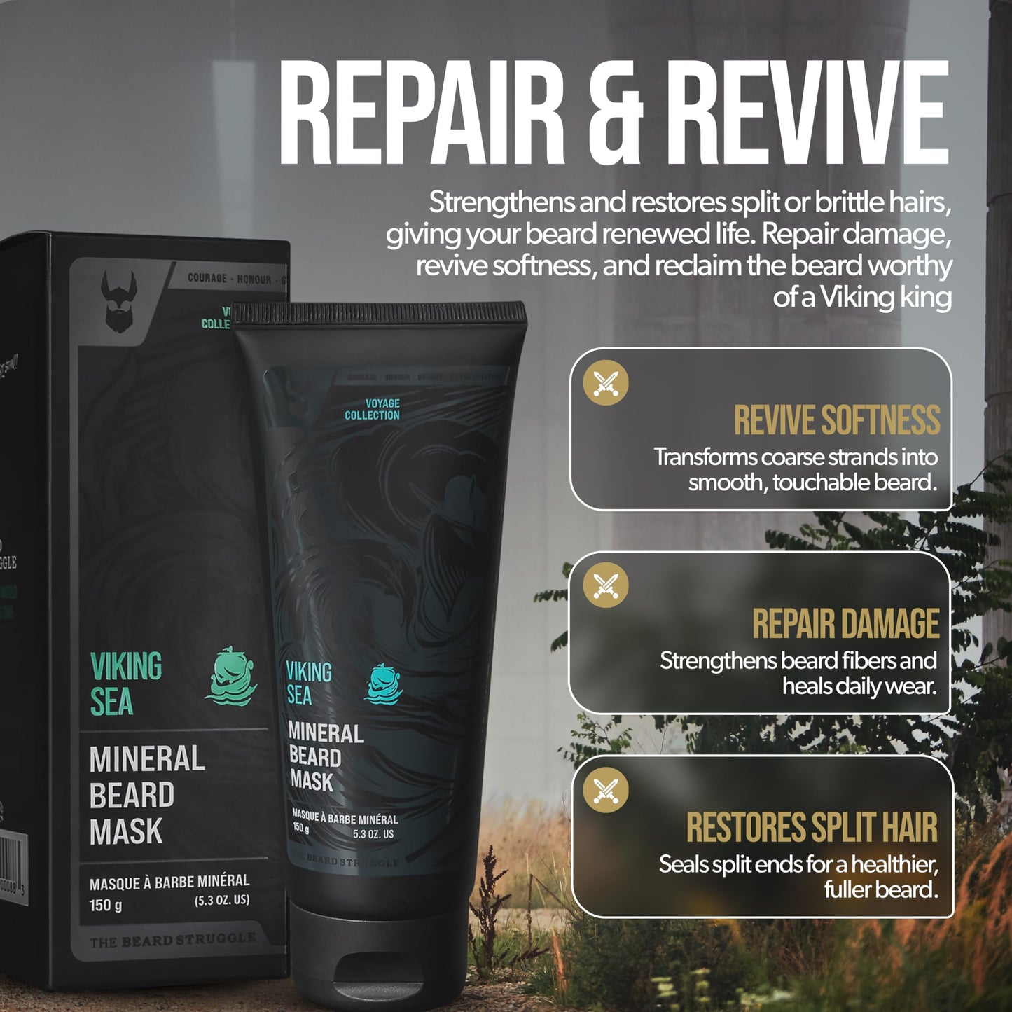 The Beard Struggle Viking Sea Mineral Beard Conditioner - 5.29 oz - Promotes Beard Health - Cleansing Beard Mask for Men Beauty & Personal Care The Beard Struggle
