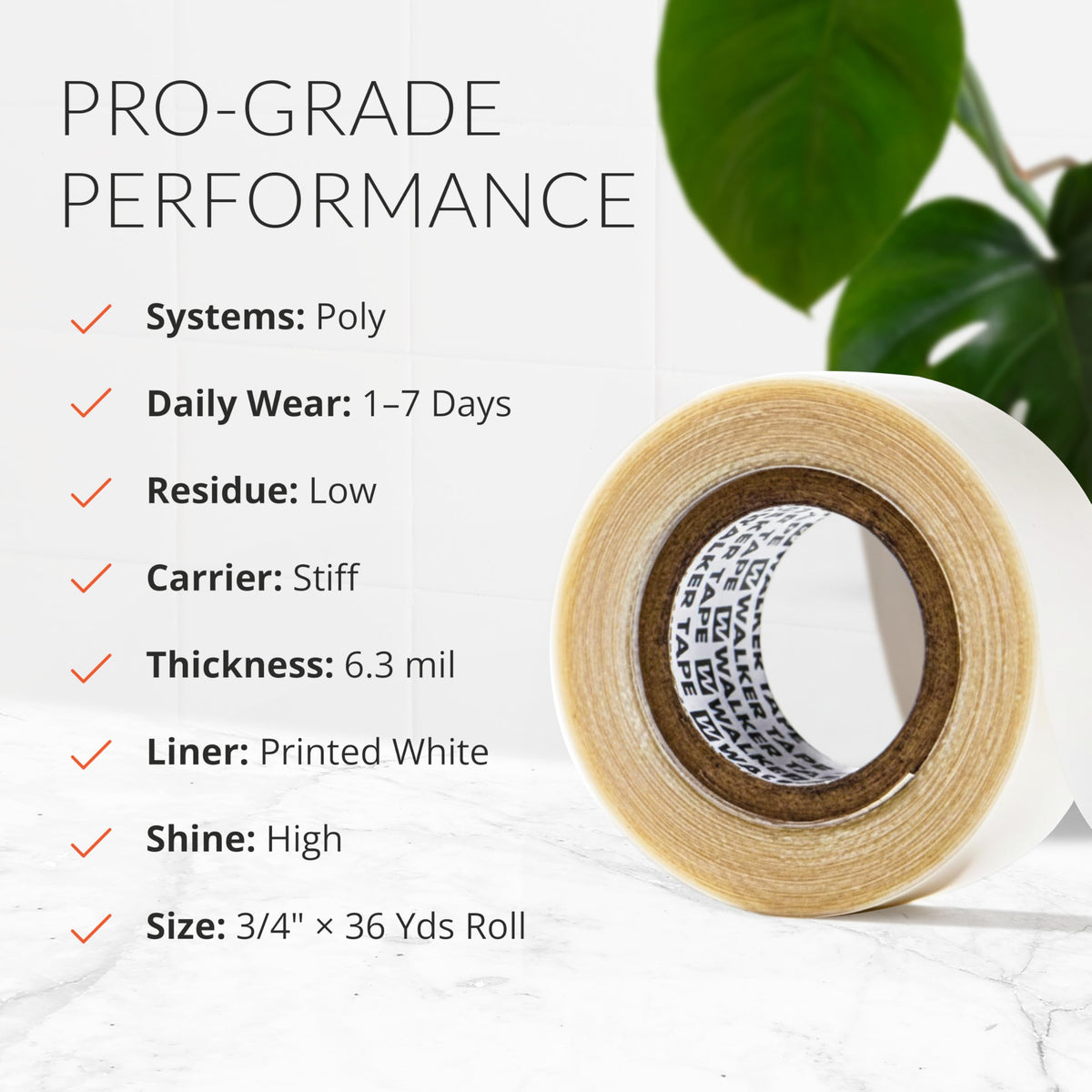 Walker Tape 1522 Clear Roll 3/4 x 36 Yards for Wig Installs, Lace Systems, Toupee Applications, Hair Tape Prep and Adhesive Strips Use Offering