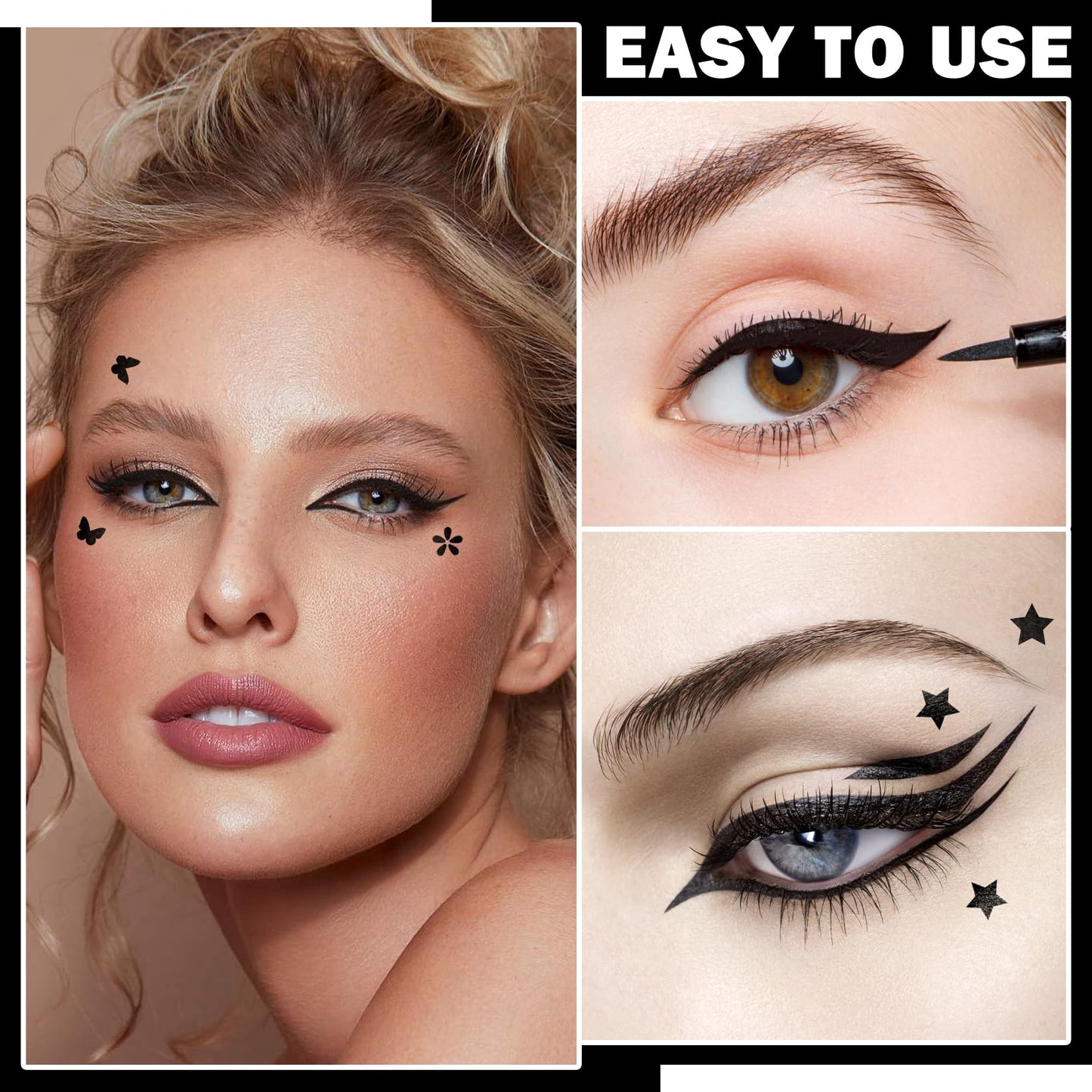 5 PCS Black Liquid Winged Eyeliner Stamp Pen Makeup Tools,Double-side Eyeliner Stamps Pencil Set,Waterproof & Long Lasting Smudgeproof Eye Liner Beauty & Personal Care DuoZeng