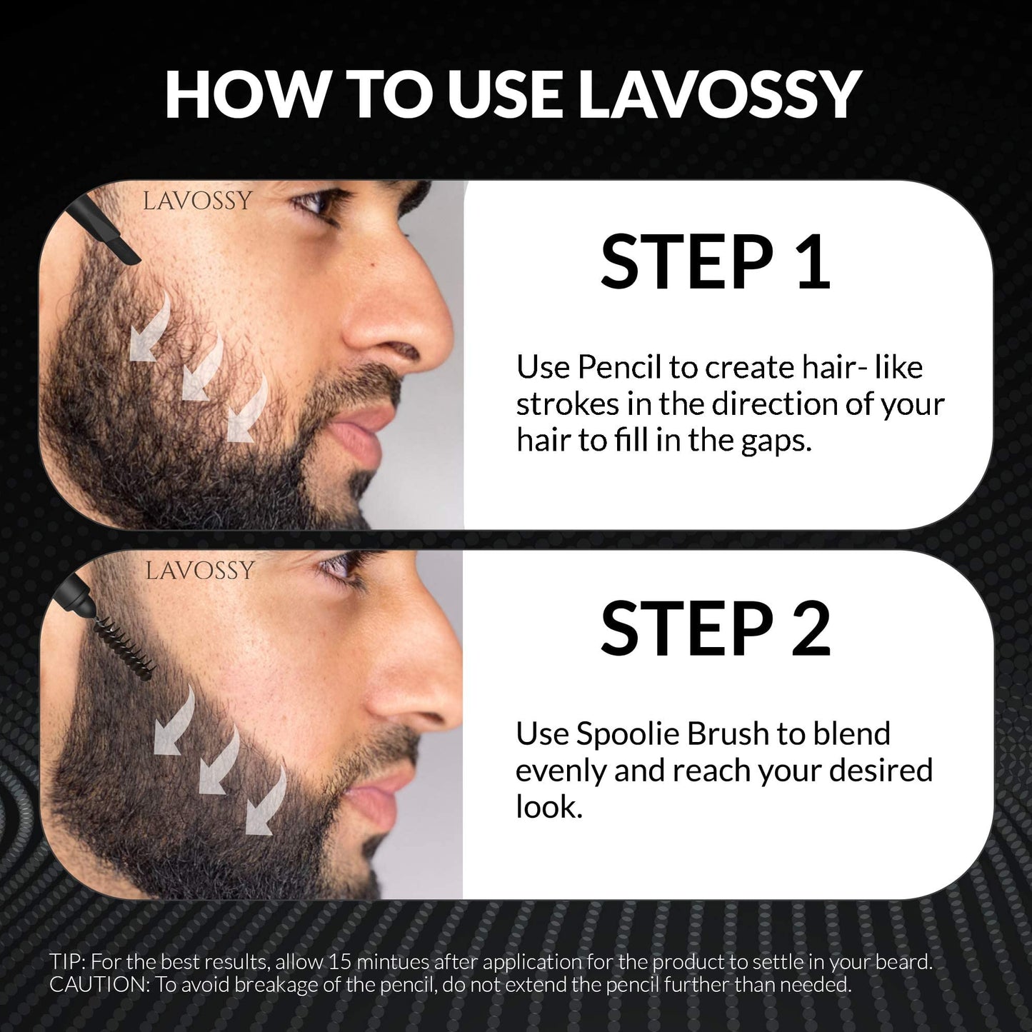 LAVOSSY Beard Pencil Filler for Men - Long Lasting and Easy to Use Beard Pen with blending brush results in a sleek & natural look, Water/Sweat Proof Beauty & Personal Care LAVOSSY
