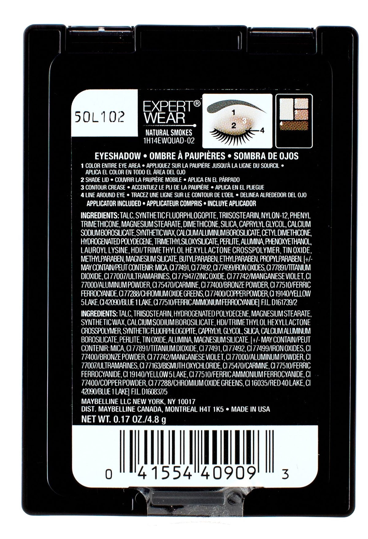 Maybelline Expert Wear Eyeshadow Quads, Natural Smokes, 0.17 oz.