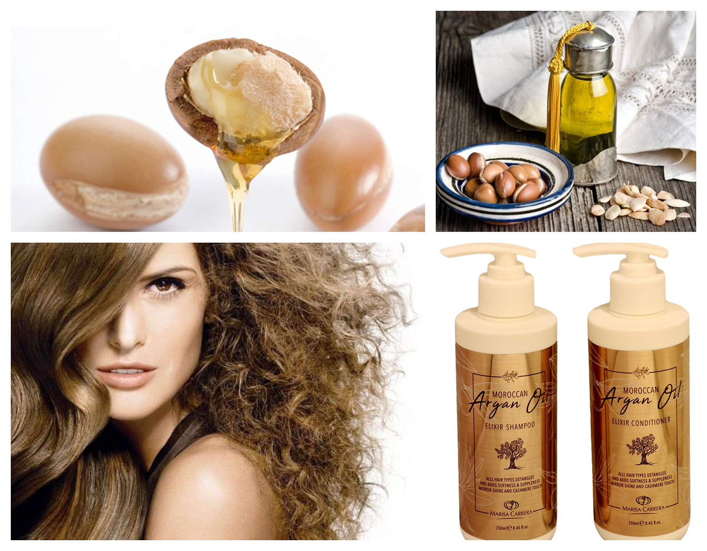Marisa Carrera Moroccan Argan Oil Elixir Shampoo & Conditioner. Volumizing & Moisturizing, Gentle on Curly & Color Treated Hair, for Men & Women.250 Beauty & Personal Care MC