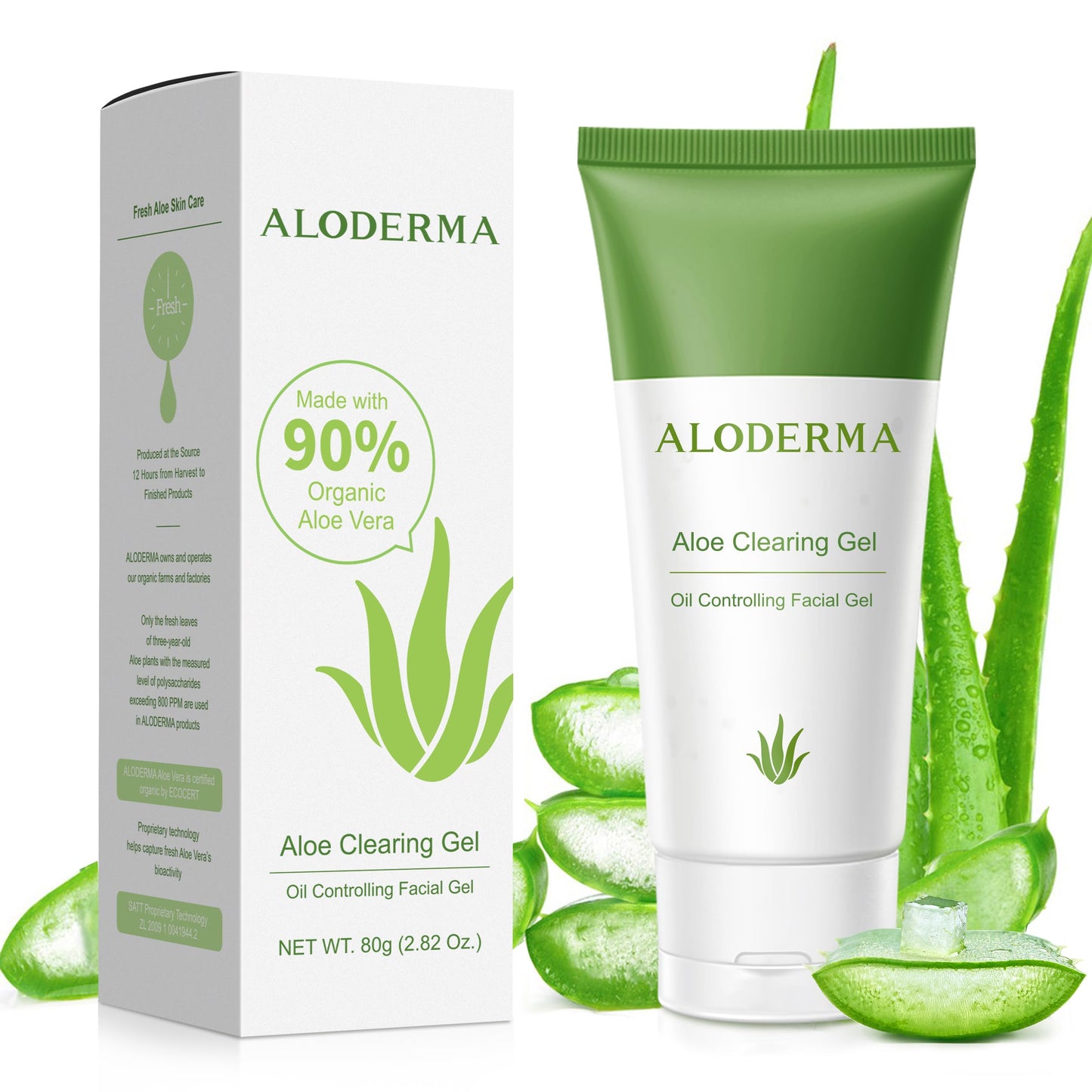 Aloderma Aloe Clearing Gel for Clear Complexion with 90% Organic AloeVera - Moisturizing, Oil Controlling Facial Lotion with Allantoin, Wintergreen Beauty & Personal Care Aloderma