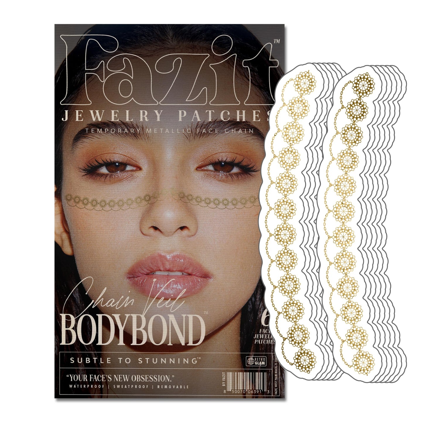 Fazit Makeup Patches - Chain Veil Bodybond - Glow Up Make-Up Patches - Cute Glitter Makeup Accessories for Women - Cosmetic Glitter for Face Beauty & Personal Care Fazit