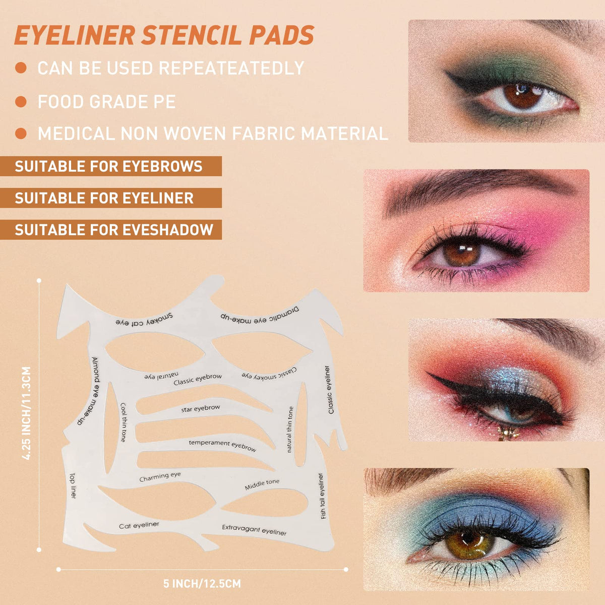 YAFIYGI Quick Make-Up Stencils Eyeliner Molds a Makeup Tool with a Variety of Shapes Eyeliner Stencil Pads Eyeshadow Applicators Eyeliner Template Beauty & Personal Care YAFIYGI