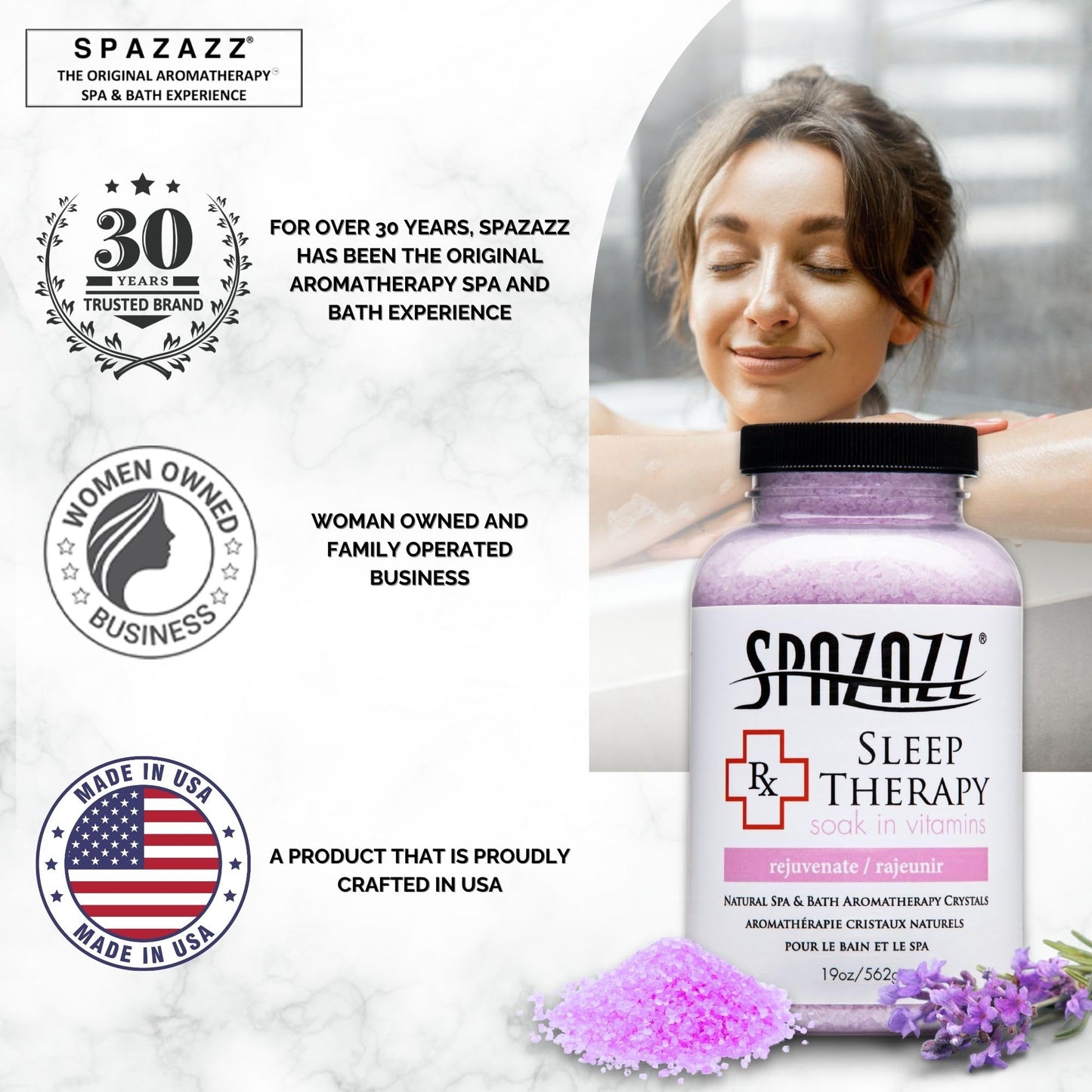 Spazazz RX Sleep Therapy Aromatherapy Bath Salt Crystals 2-Pack (19 Oz Each) - Spazazz Aromatherapy Bath Salts for Hot Tubs & Baths, Safe for All Spas Beauty and Personal Care Spazazz