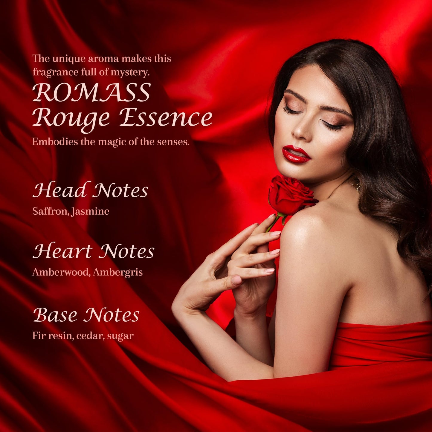 ROMASS Rouge Essence Luxe Eau De Perfume - 8+ Hours Long-Lasting Fragrance with Vibrant Saffron, Warm Amber, Woody Accords & Creamy Almond Notes100ml Beauty & Personal Care ROMASS