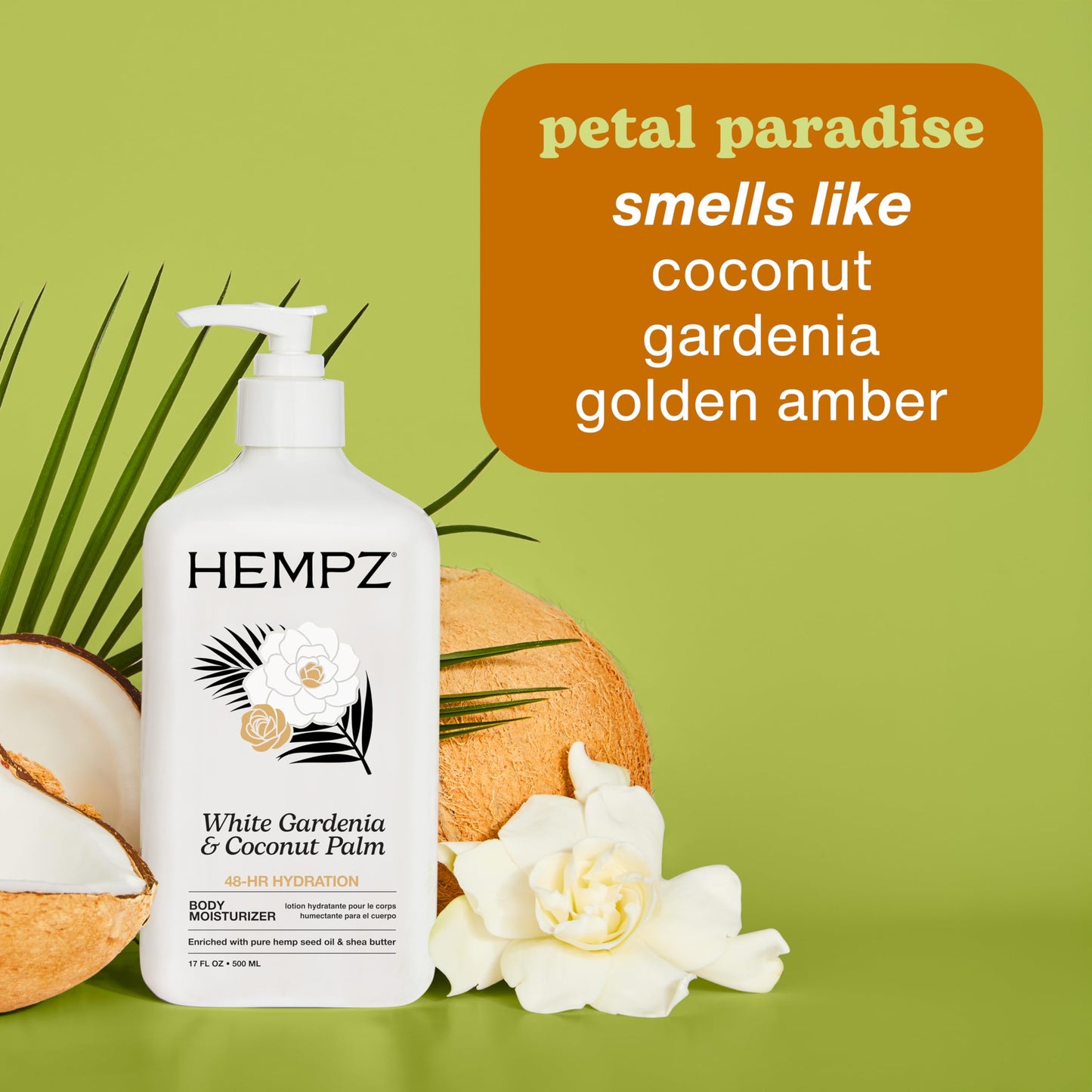 Hempz Body Lotion Moisturizer - White Gardenia & Coconut Palm - Daily Moisturizing Cream, Shea Butter, Coconut Oil - Skin Care Products, All Natural Beauty & Personal Care Hempz