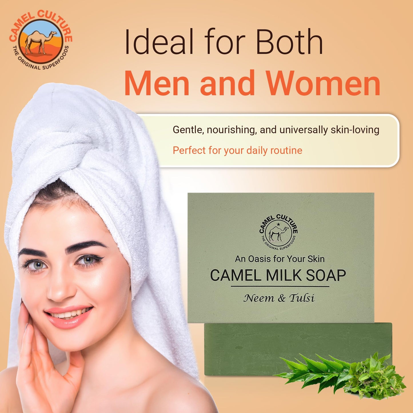 CAMEL CULTURE Tulsi and Neem Soap Bar (3 Pack) - Handcrafted, Soothing Camel Milk Soap - Nourishing, Nutrient and Vitamin Rich Men's Body Wash Beauty & Personal Care CAMEL CULTURE