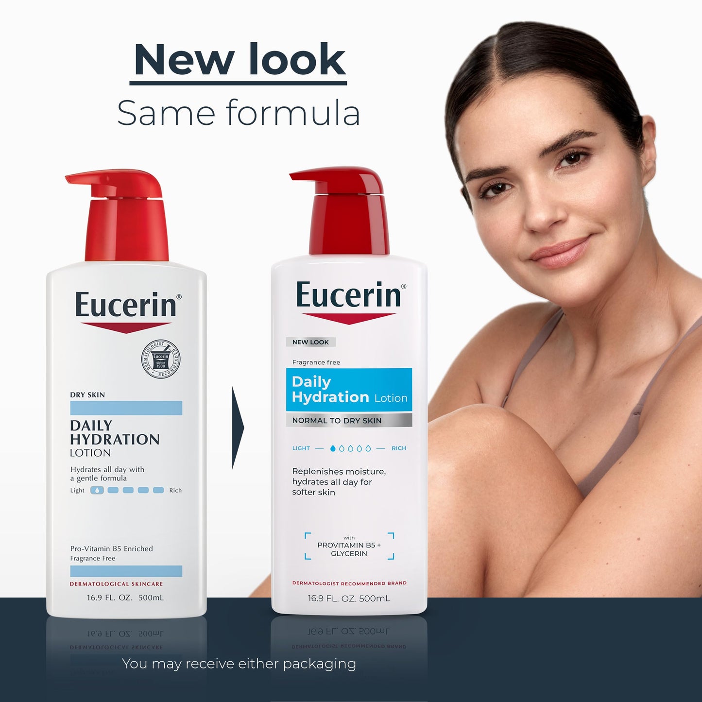Eucerin Daily Hydration Body Lotion for Dry Skin, Unscented Body Moisturizer with Sunflower Oil and Pro-Vitamin B5, 16.9 Fl Oz Bottle, Pack of 3 Beauty & Personal Care Eucerin