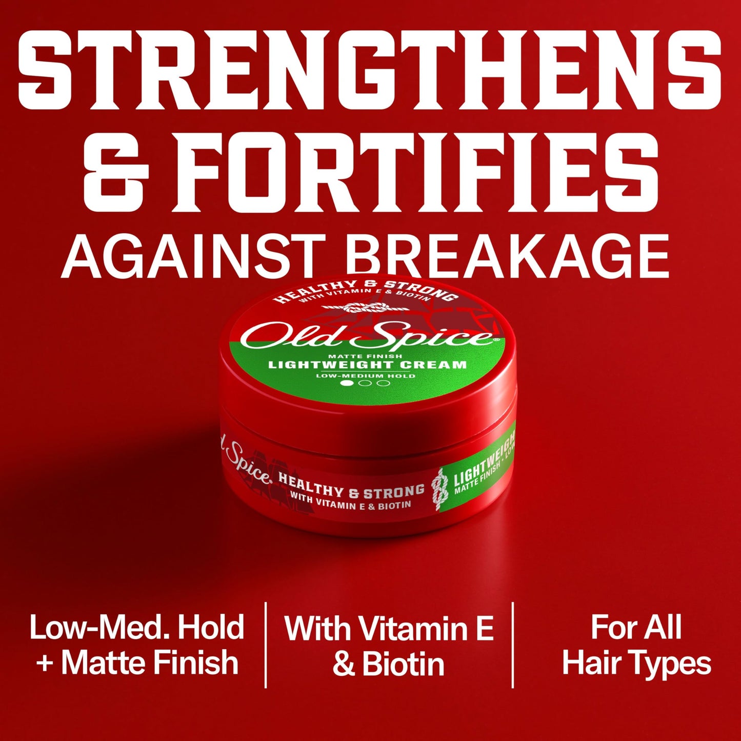 Old Spice Mens Hair Cream, Lightweight Cream, Healthy & Strong with Vitamin E & Biotin, Mens Hair Styling, Low-Medium Hold, Matte Finish, 2.22 oz Beauty & Personal Care Old Spice