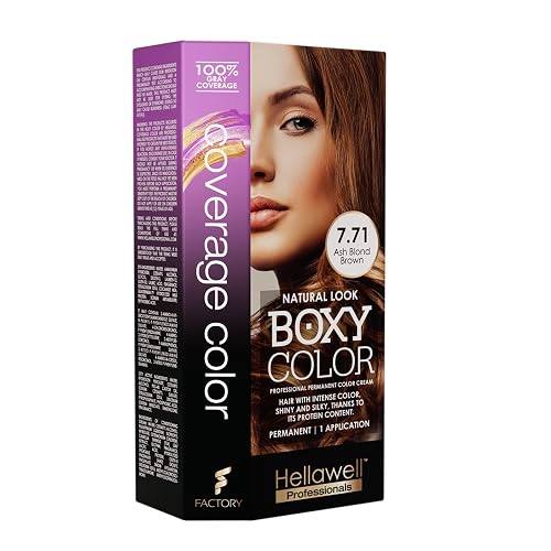 BOXY COLOR Coloring kit professional, permanent color cream hair dye with Vegetal Protein to get Hair with intense color shiny and silky. 100% Gray Beauty & Personal Care HELLAWELL PROFESSIONALS