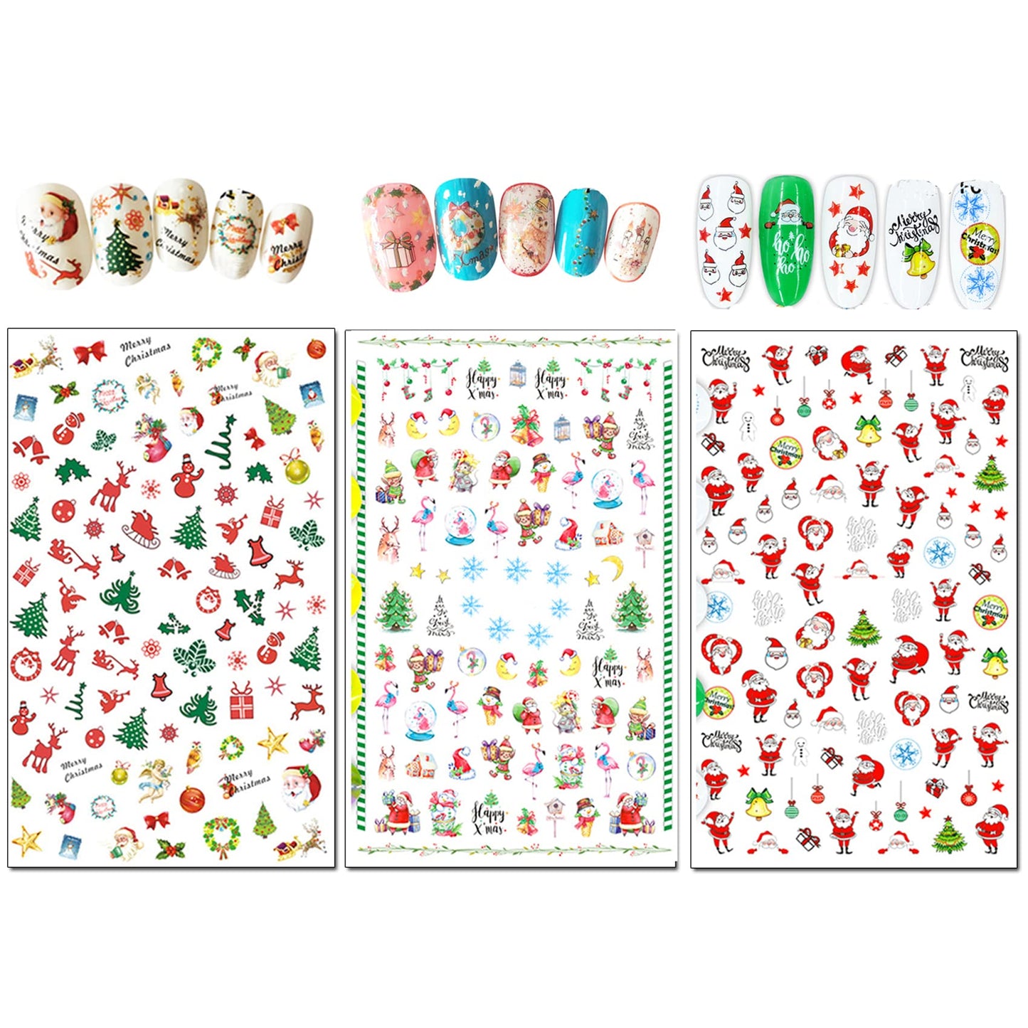 TailaiMei 15 Sheets Christmas Nail Stickers, 7 Sheets Nail Wrap Stickers and 8 Sheets Nail Decals Stickers, Full Wraps Strips and Self-Adhesive Set Beauty & Personal Care TailaiMei