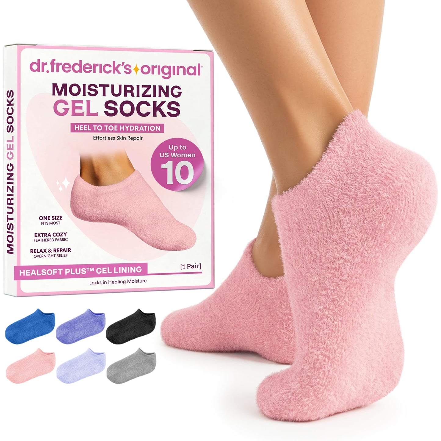 Dr. Frederick’s Original Moisturizing Gel Socks for Men & Women - Dry Feet & Cracked Heel Treatment - Full Foot Gel Lining with Mango Butter, Shea Beauty and Personal Care Dr. Frederick's Original Default Title