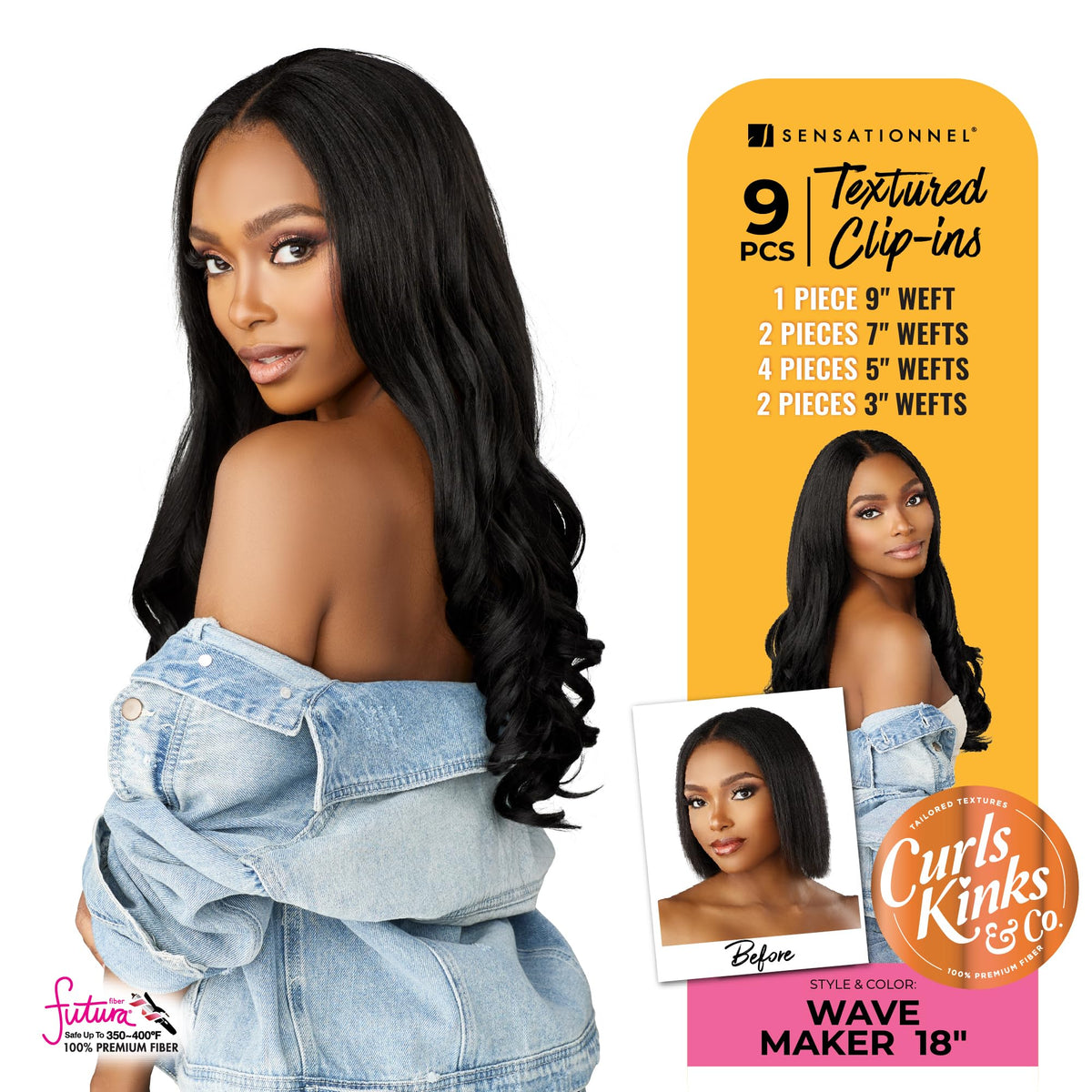 Sensationnel Curls Kinksandco Clip in-Wave Maker 18 Inch,4 MEDBROWN