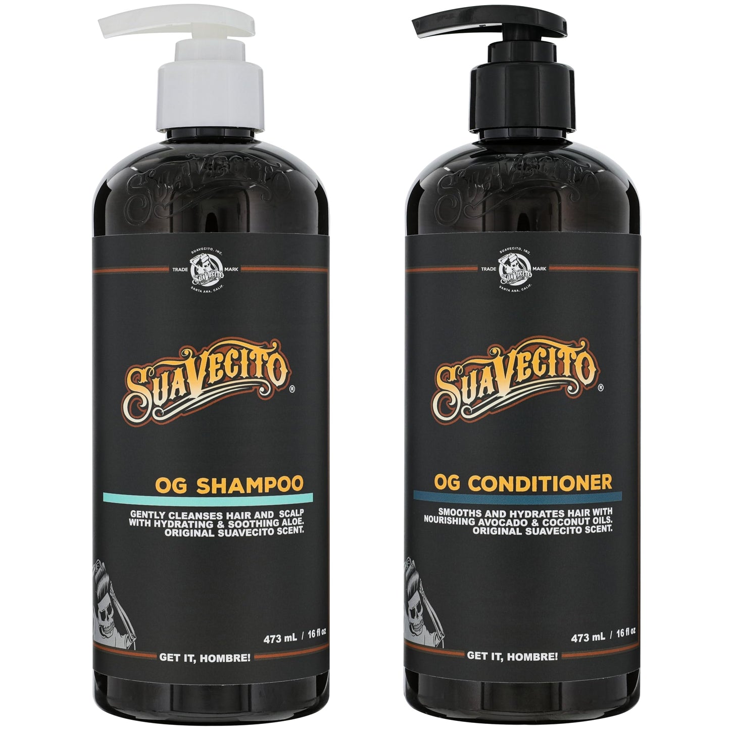 OG Shampoo & Conditioner Set 16 oz Pump Bottle with Provitamin B5, Natural Oils To Fortify & Restore Damaged Hair, Gently Cleanses Conditions Soothes Beauty & Personal Care Suavecito